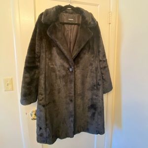 Express size M black faux fur coat